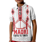 Toitu Te Tiriti Waitangi Kid Polo Shirt White Wharenui House - Aussie Hoodie