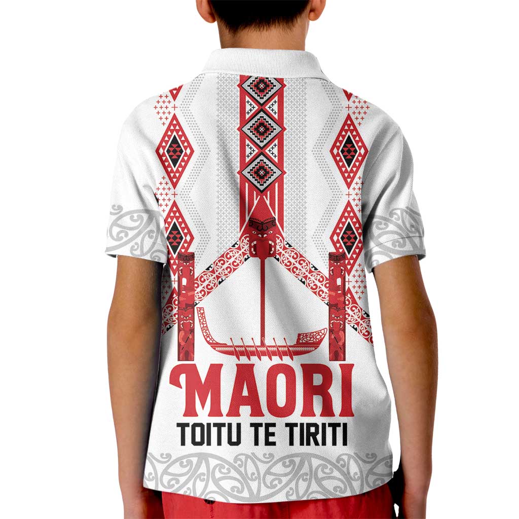 Toitu Te Tiriti Waitangi Kid Polo Shirt White Wharenui House - Aussie Hoodie