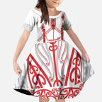 Toitu Te Tiriti Waitangi Kid Short Sleeve Dress White Wharenui House - Aussie Hoodie
