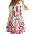 Toitu Te Tiriti Waitangi Kid Short Sleeve Dress White Wharenui House - Aussie Hoodie