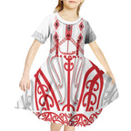 Toitu Te Tiriti Waitangi Kid Short Sleeve Dress White Wharenui House - Aussie Hoodie