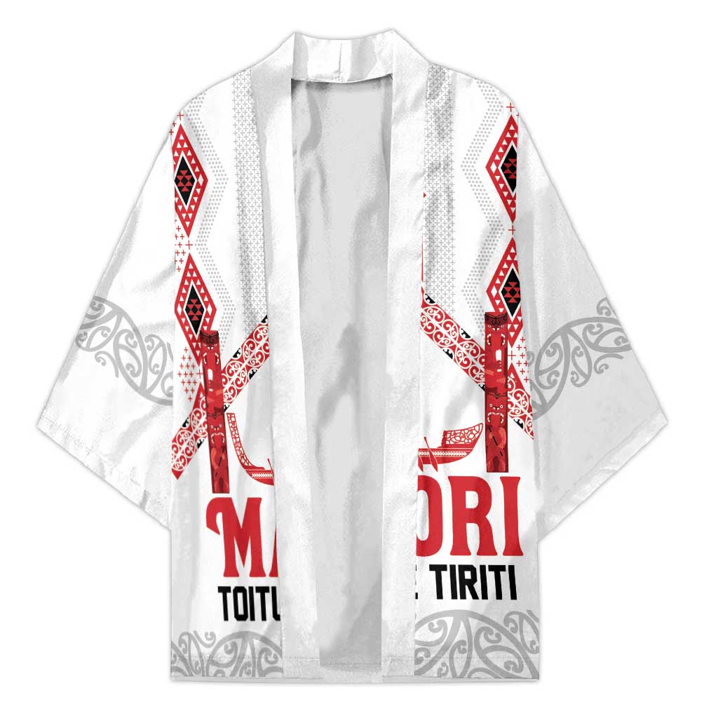 Toitu Te Tiriti Waitangi Kimono White Wharenui House - Aussie Hoodie