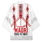 Toitu Te Tiriti Waitangi Kimono White Wharenui House - Aussie Hoodie