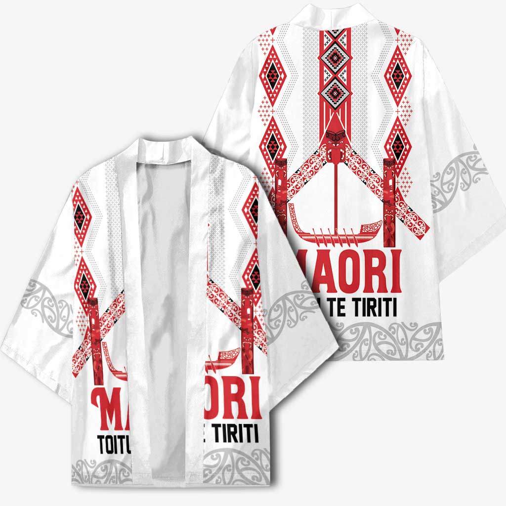 Toitu Te Tiriti Waitangi Kimono White Wharenui House - Aussie Hoodie
