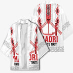 Toitu Te Tiriti Waitangi Kimono White Wharenui House - Aussie Hoodie