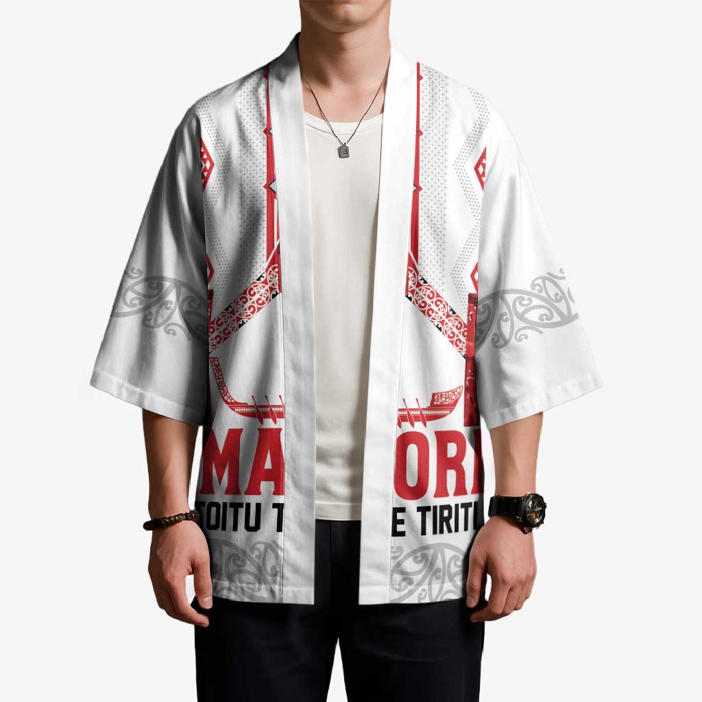 Toitu Te Tiriti Waitangi Kimono White Wharenui House - Aussie Hoodie