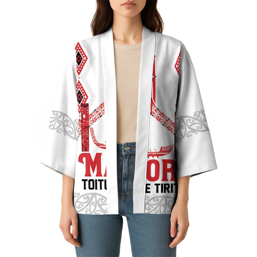 Toitu Te Tiriti Waitangi Kimono White Wharenui House - Aussie Hoodie