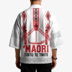 Toitu Te Tiriti Waitangi Kimono White Wharenui House - Aussie Hoodie