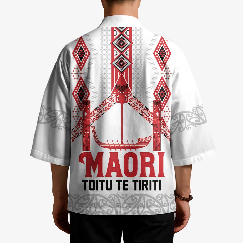 Toitu Te Tiriti Waitangi Kimono White Wharenui House - Aussie Hoodie