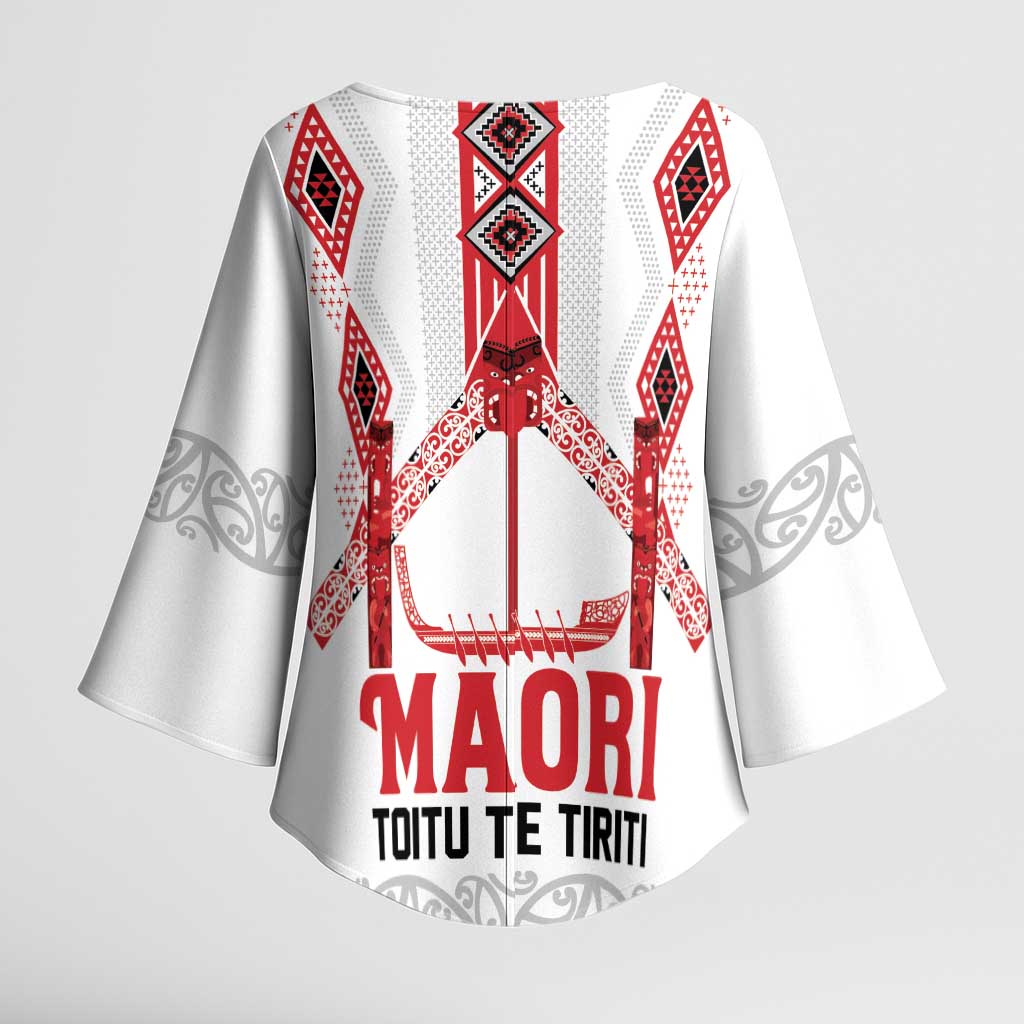Toitu Te Tiriti Waitangi Kimono Sleeve Blouse White Wharenui House - Aussie Hoodie