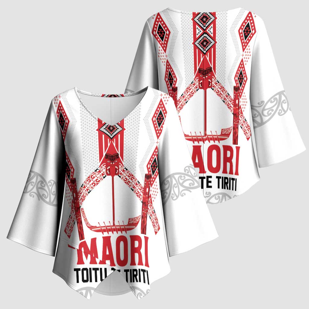 Toitu Te Tiriti Waitangi Kimono Sleeve Blouse White Wharenui House - Aussie Hoodie