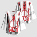 Toitu Te Tiriti Waitangi Kimono Sleeve Blouse White Wharenui House - Aussie Hoodie