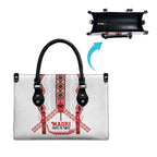 Toitu Te Tiriti Waitangi Leather Bag White Wharenui House - Aussie Hoodie