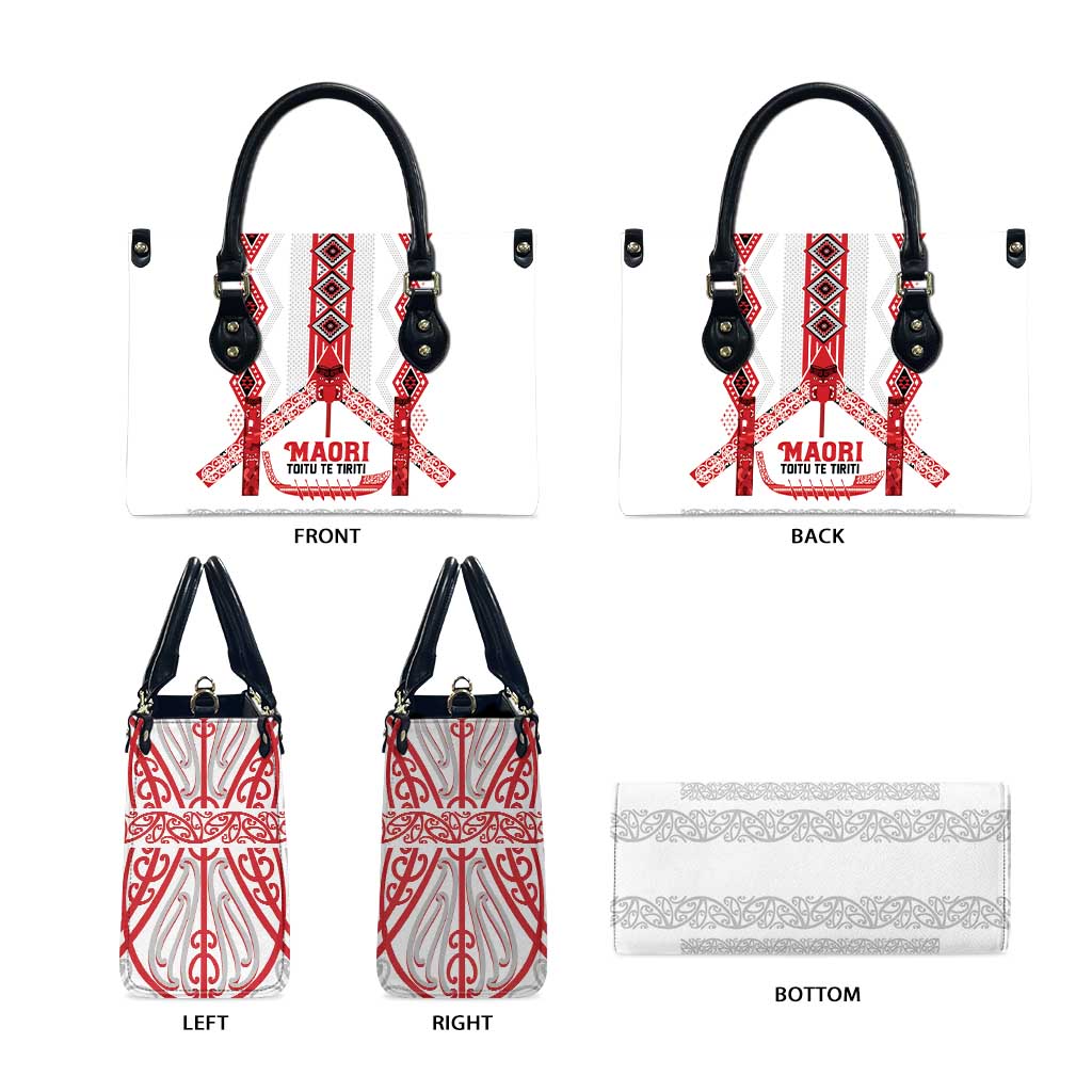Toitu Te Tiriti Waitangi Leather Bag White Wharenui House - Aussie Hoodie