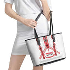 Toitu Te Tiriti Waitangi Leather Tote Bag White Wharenui House - Aussie Hoodie