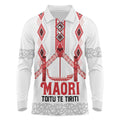 Toitu Te Tiriti Waitangi Long Sleeve Polo Shirt White Wharenui House - Aussie Hoodie