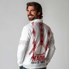 Toitu Te Tiriti Waitangi Long Sleeve Polo Shirt White Wharenui House - Aussie Hoodie
