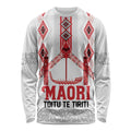 Toitu Te Tiriti Waitangi Long Sleeve Shirt White Wharenui House - Aussie Hoodie