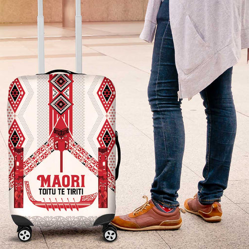 Toitu Te Tiriti Waitangi Luggage Cover White Wharenui House - Aussie Hoodie