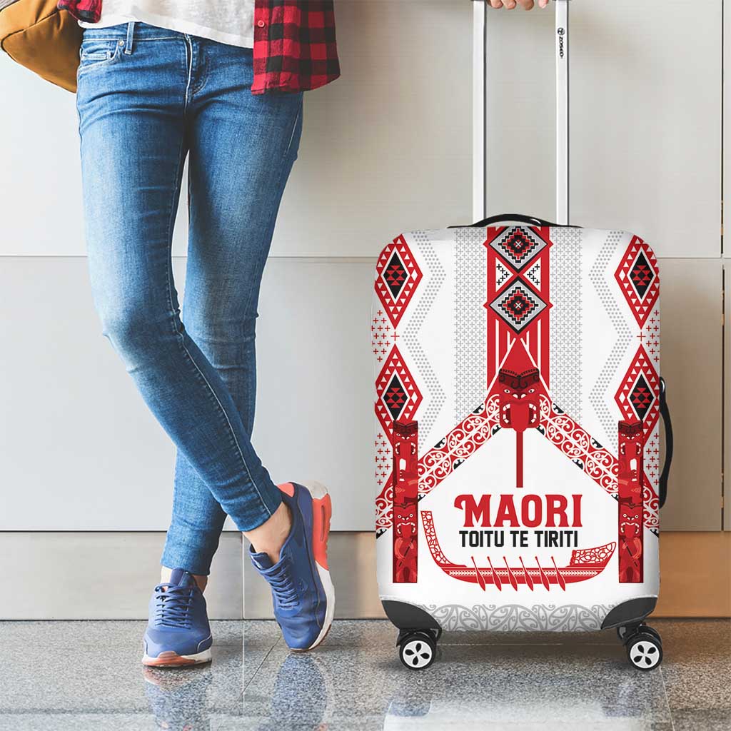 Toitu Te Tiriti Waitangi Luggage Cover White Wharenui House - Aussie Hoodie