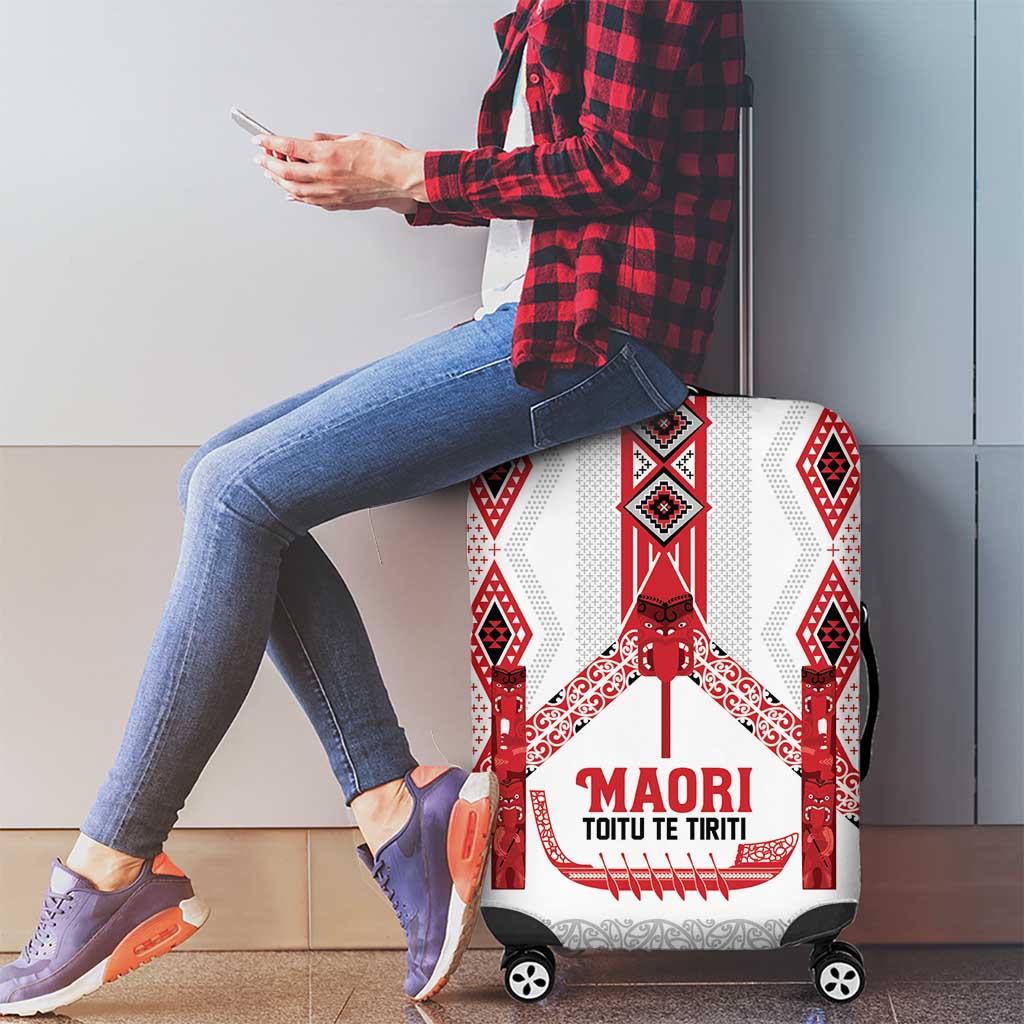 Toitu Te Tiriti Waitangi Luggage Cover White Wharenui House - Aussie Hoodie
