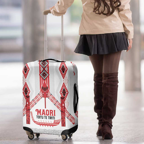 Toitu Te Tiriti Waitangi Luggage Cover White Wharenui House - Aussie Hoodie