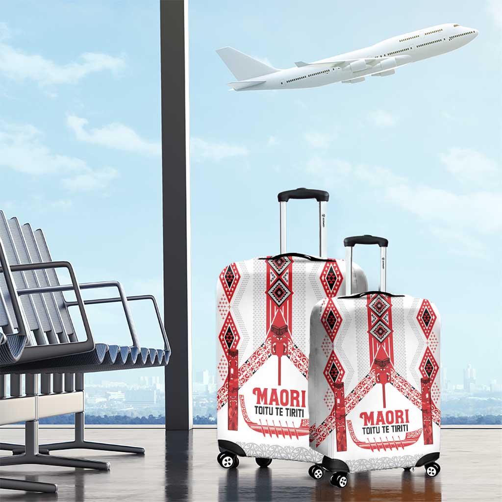 Toitu Te Tiriti Waitangi Luggage Cover White Wharenui House - Aussie Hoodie