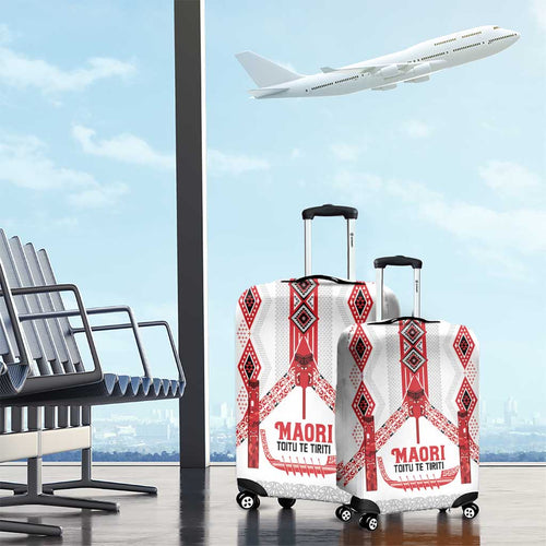 Toitu Te Tiriti Waitangi Luggage Cover White Wharenui House - Aussie Hoodie