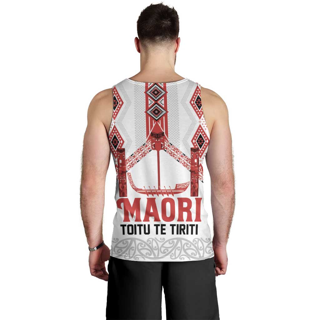 Toitu Te Tiriti Waitangi Men Tank Top White Wharenui House - Aussie Hoodie