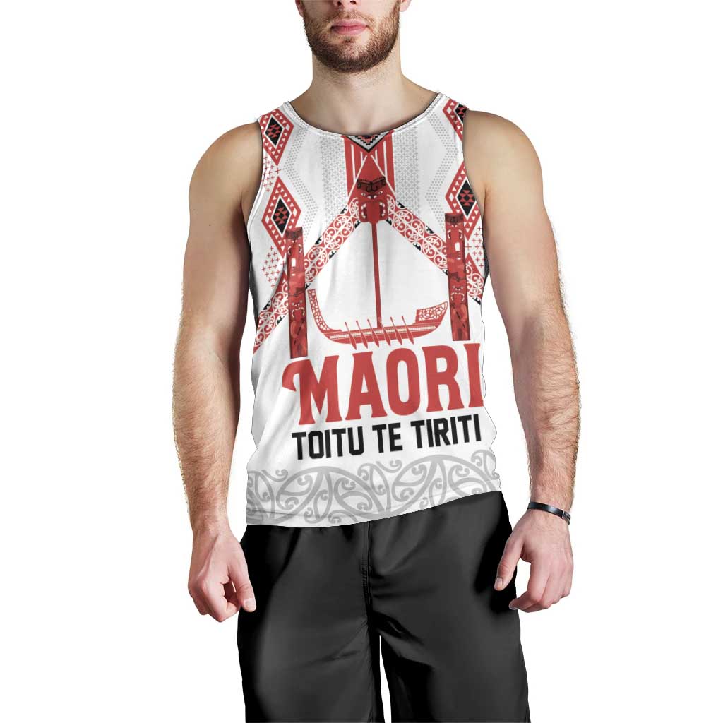 Toitu Te Tiriti Waitangi Men Tank Top White Wharenui House - Aussie Hoodie