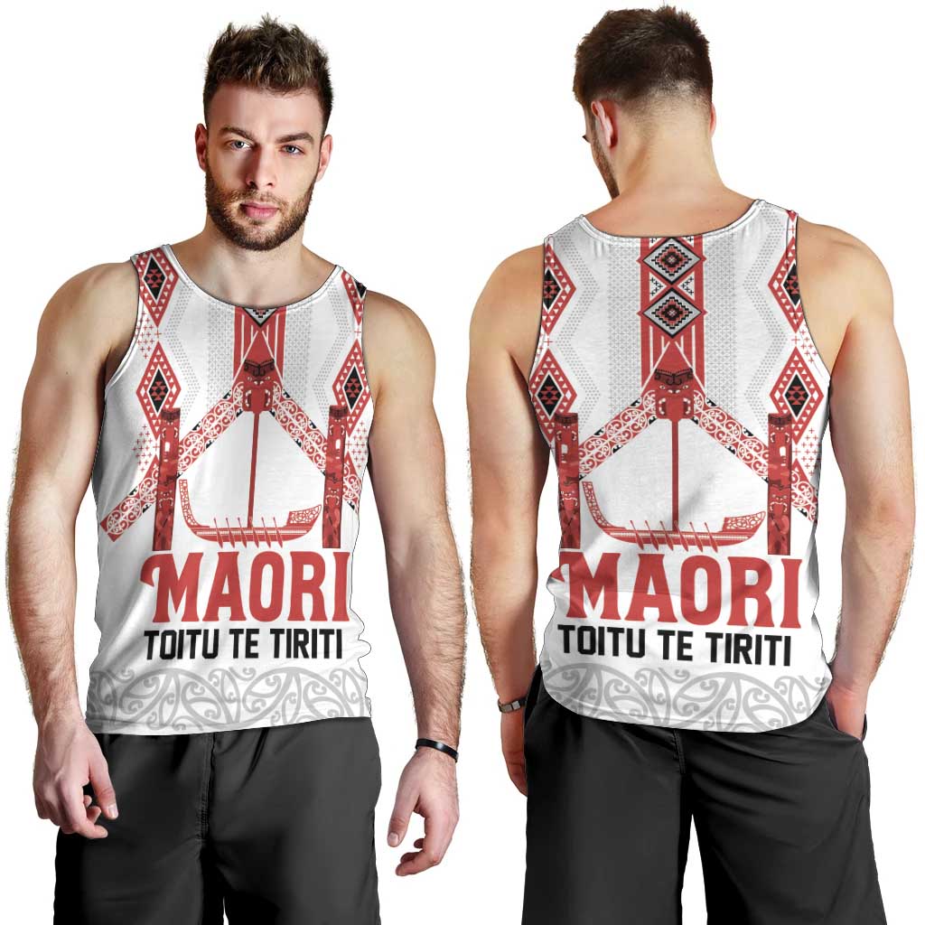Toitu Te Tiriti Waitangi Men Tank Top White Wharenui House - Aussie Hoodie