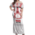 Toitu Te Tiriti Waitangi Off Shoulder Maxi Dress White Wharenui House - Aussie Hoodie