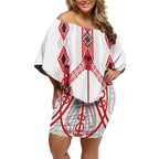 Toitu Te Tiriti Waitangi Off Shoulder Short Dress White Wharenui House - Aussie Hoodie