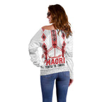 Toitu Te Tiriti Waitangi Off Shoulder Sweater White Wharenui House - Aussie Hoodie