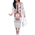Toitu Te Tiriti Waitangi Off The Shoulder Long Sleeve Dress White Wharenui House - Aussie Hoodie