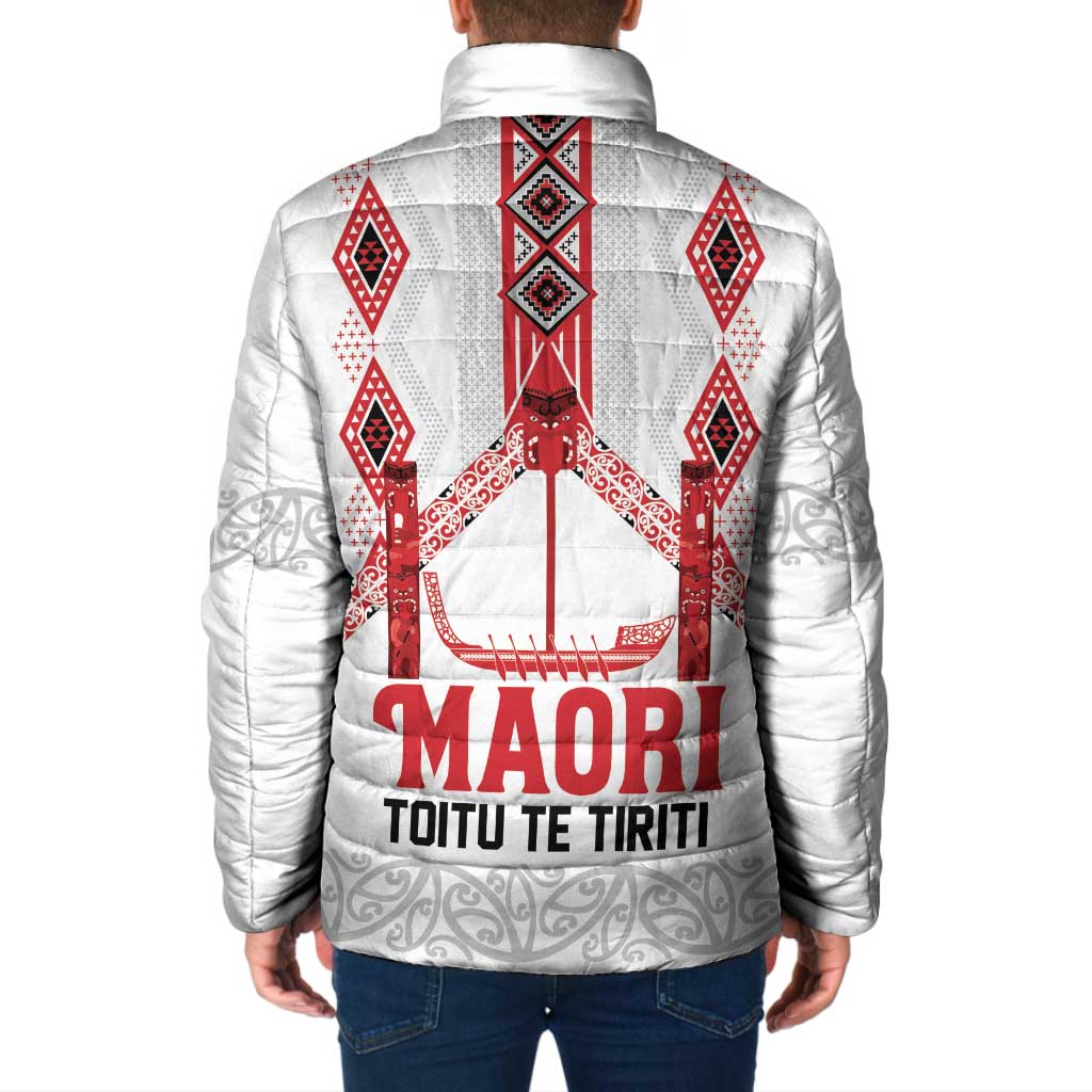 Toitu Te Tiriti Waitangi Padded Jacket White Wharenui House - Aussie Hoodie