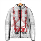 Toitu Te Tiriti Waitangi Padded Jacket White Wharenui House - Aussie Hoodie