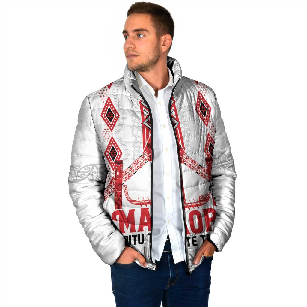 Toitu Te Tiriti Waitangi Padded Jacket White Wharenui House - Aussie Hoodie