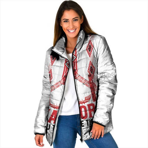 Toitu Te Tiriti Waitangi Padded Jacket White Wharenui House - Aussie Hoodie