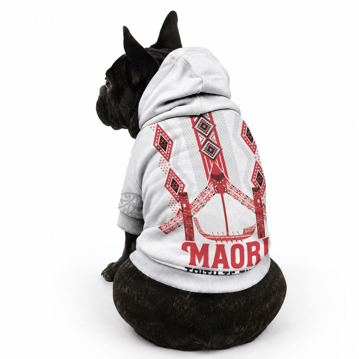 Toitu Te Tiriti Waitangi Pet Hoodie White Wharenui House