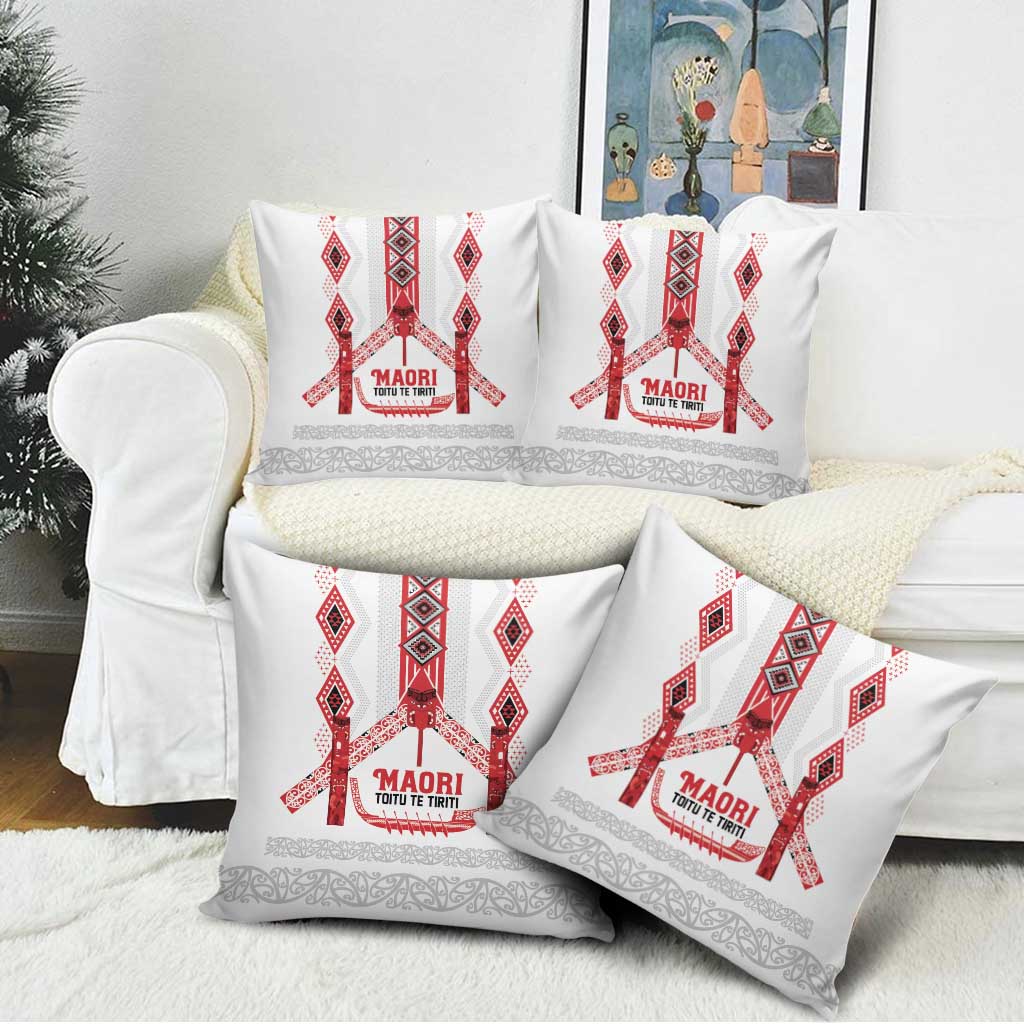 Toitu Te Tiriti Waitangi Pillow Cover White Wharenui House - Aussie Hoodie