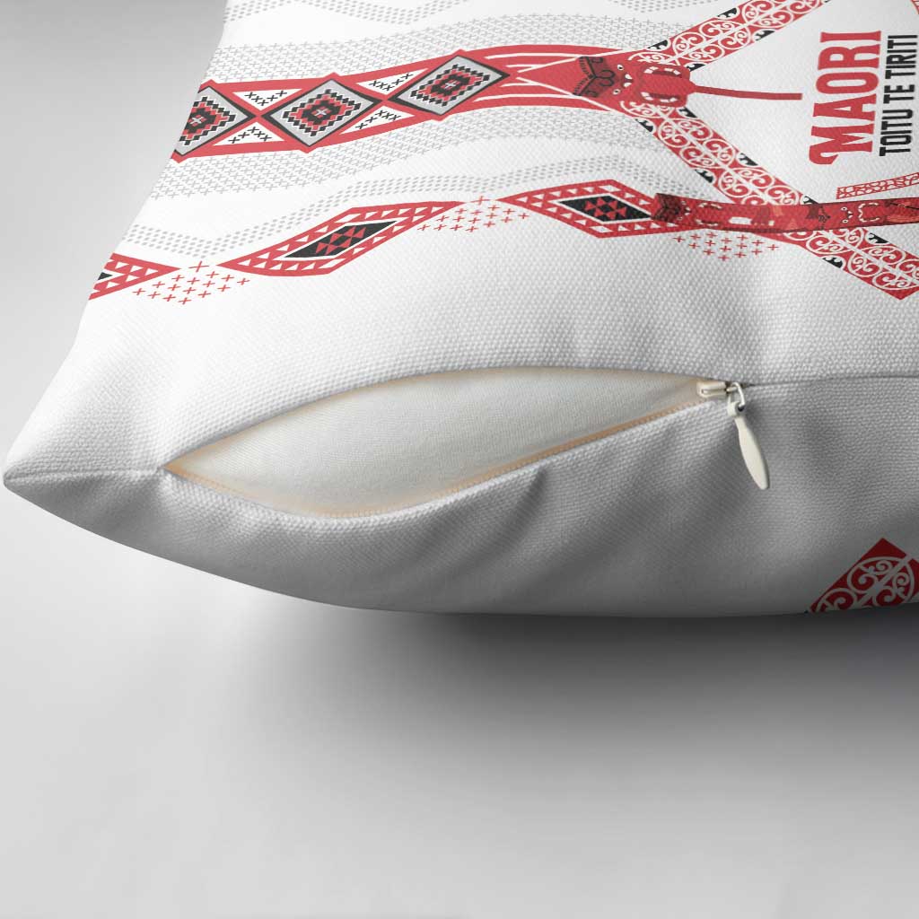 Toitu Te Tiriti Waitangi Pillow Cover White Wharenui House - Aussie Hoodie