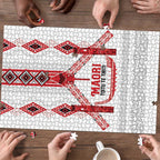 Toitu Te Tiriti Waitangi Puzzle White Wharenui House - Aussie Hoodie