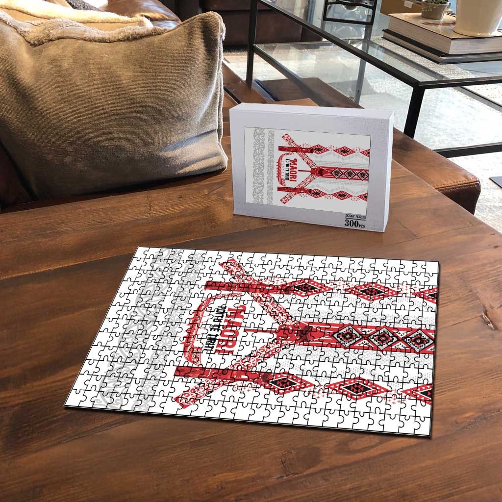 Toitu Te Tiriti Waitangi Puzzle White Wharenui House - Aussie Hoodie