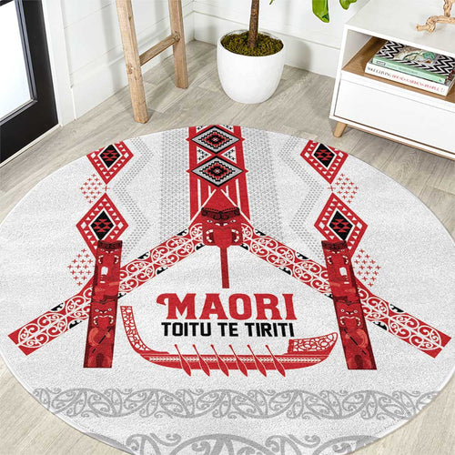 Toitu Te Tiriti Waitangi Round Carpet White Wharenui House - Aussie Hoodie
