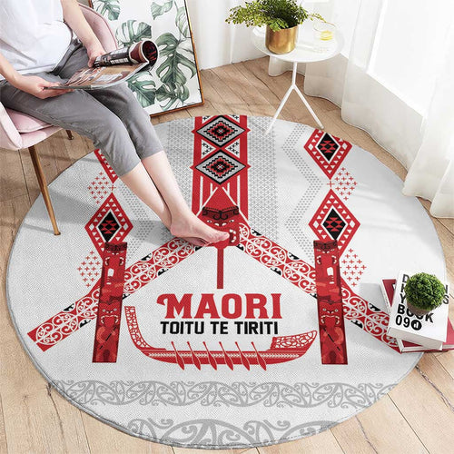 Toitu Te Tiriti Waitangi Round Carpet White Wharenui House - Aussie Hoodie