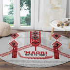 Toitu Te Tiriti Waitangi Round Carpet White Wharenui House - Aussie Hoodie