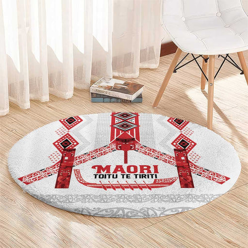 Toitu Te Tiriti Waitangi Round Carpet White Wharenui House - Aussie Hoodie