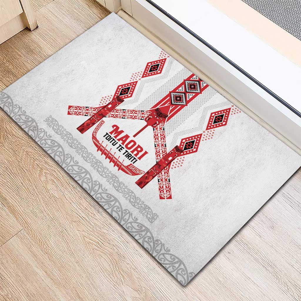 Toitu Te Tiriti Waitangi Rubber Doormat White Wharenui House - Aussie Hoodie