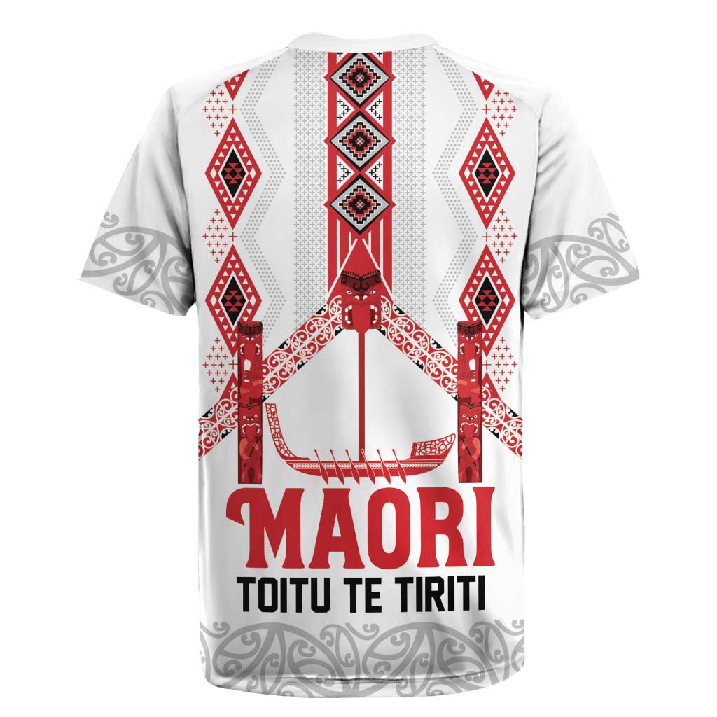 Toitu Te Tiriti Waitangi Rugby Jersey White Wharenui House - Aussie Hoodie